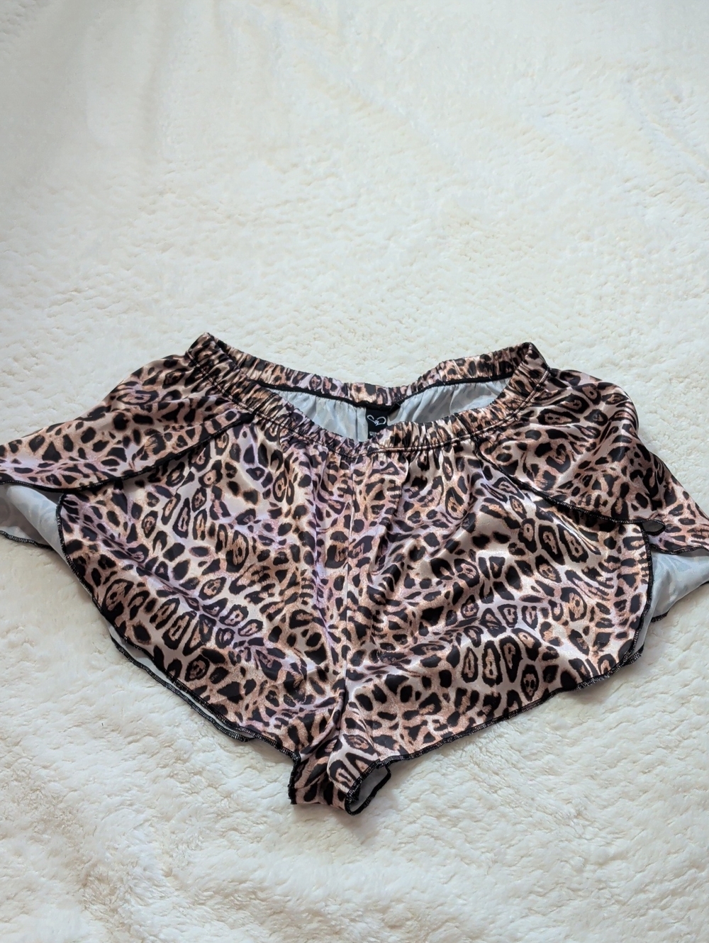 Windsor Pink and Brown Leopard Satin Pajama Shorts